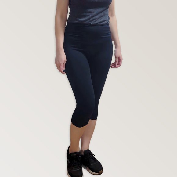 U2B Black Workout Leggings Pants, Gym High Rise Stretchy Crop Pants - Picture 1 of 11